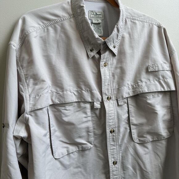 LL BEAN Khaki Tan  Men’s CAMP Shirt Size XL - Picture 2 of 6